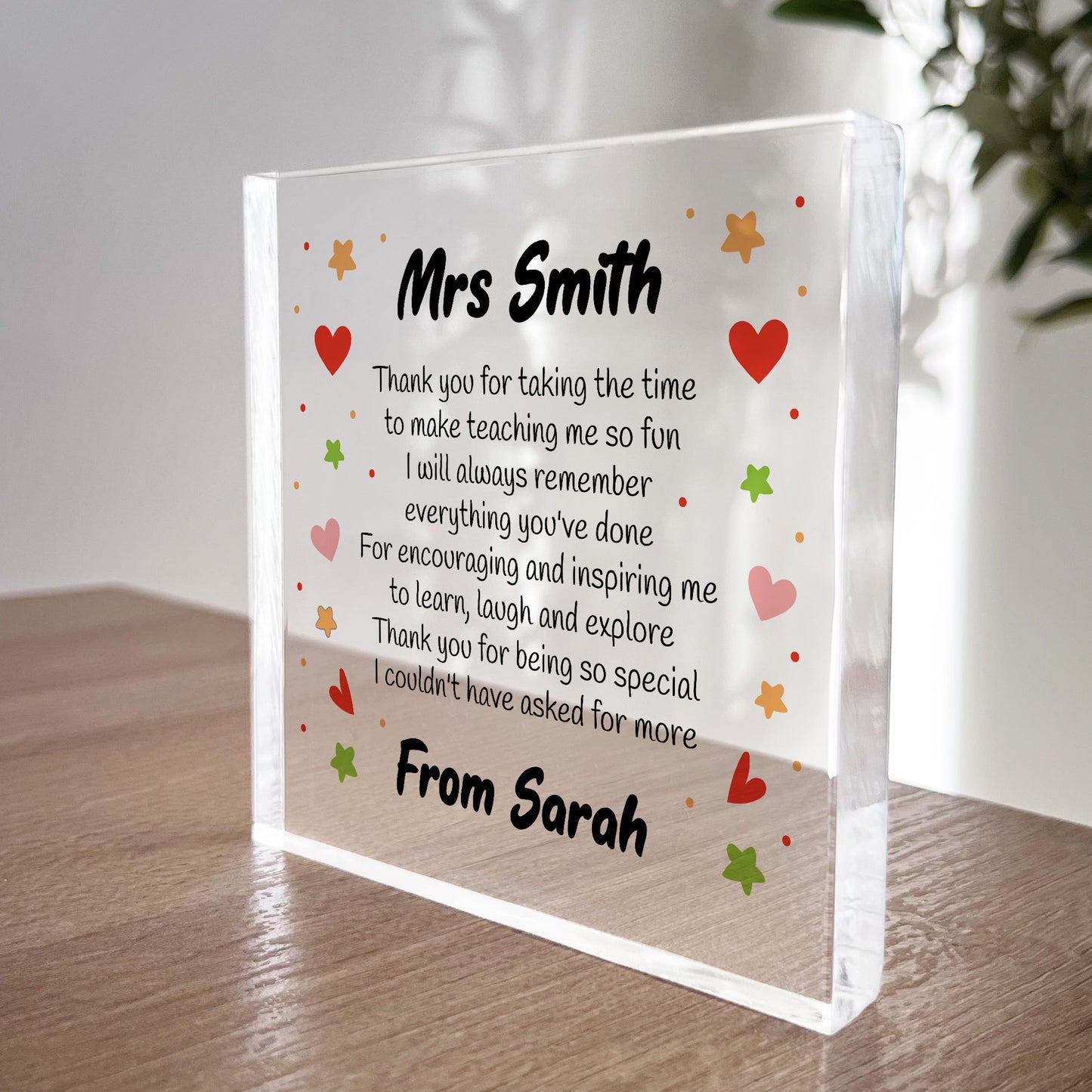 Personalised Gift For Teacher Poem Plaque Thank You Gift