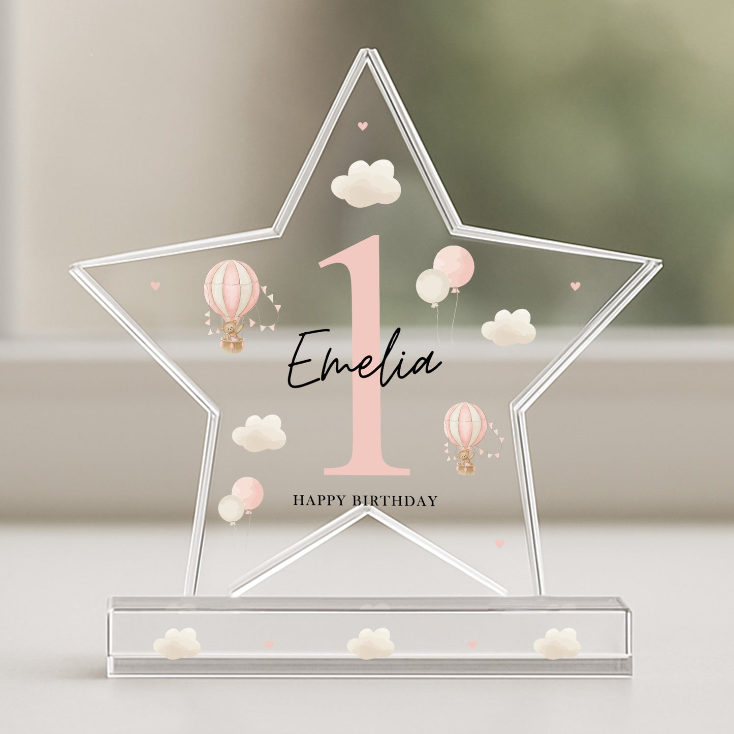 Personalised 1st Birthday Gift For Baby Girl Acrylic Star Plaque
