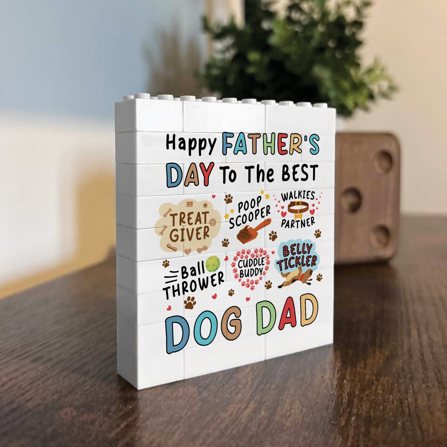 Dog Dad Gift For Fathers Day Building Block Dad Plaque Funny