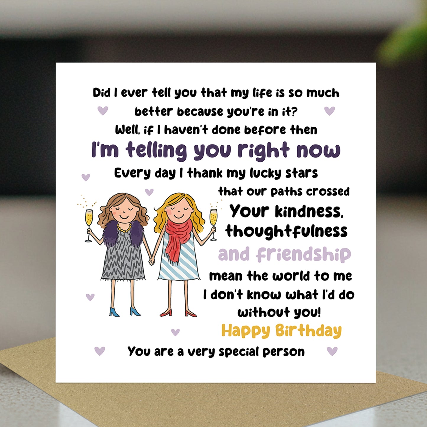 Card For Best Friend Birthday With Kraft Envelope Birthday Card