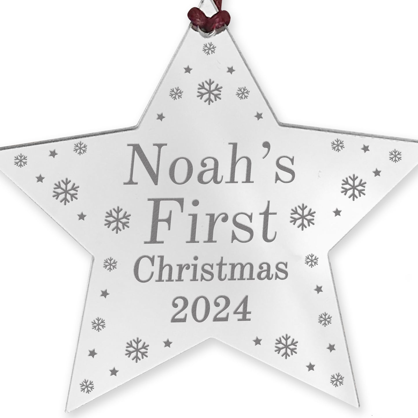 Babys First Christmas Decoration Personalised Acrylic Star