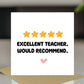 Funny Teacher Card 5 Star Review Thank You Cards For Teachers
