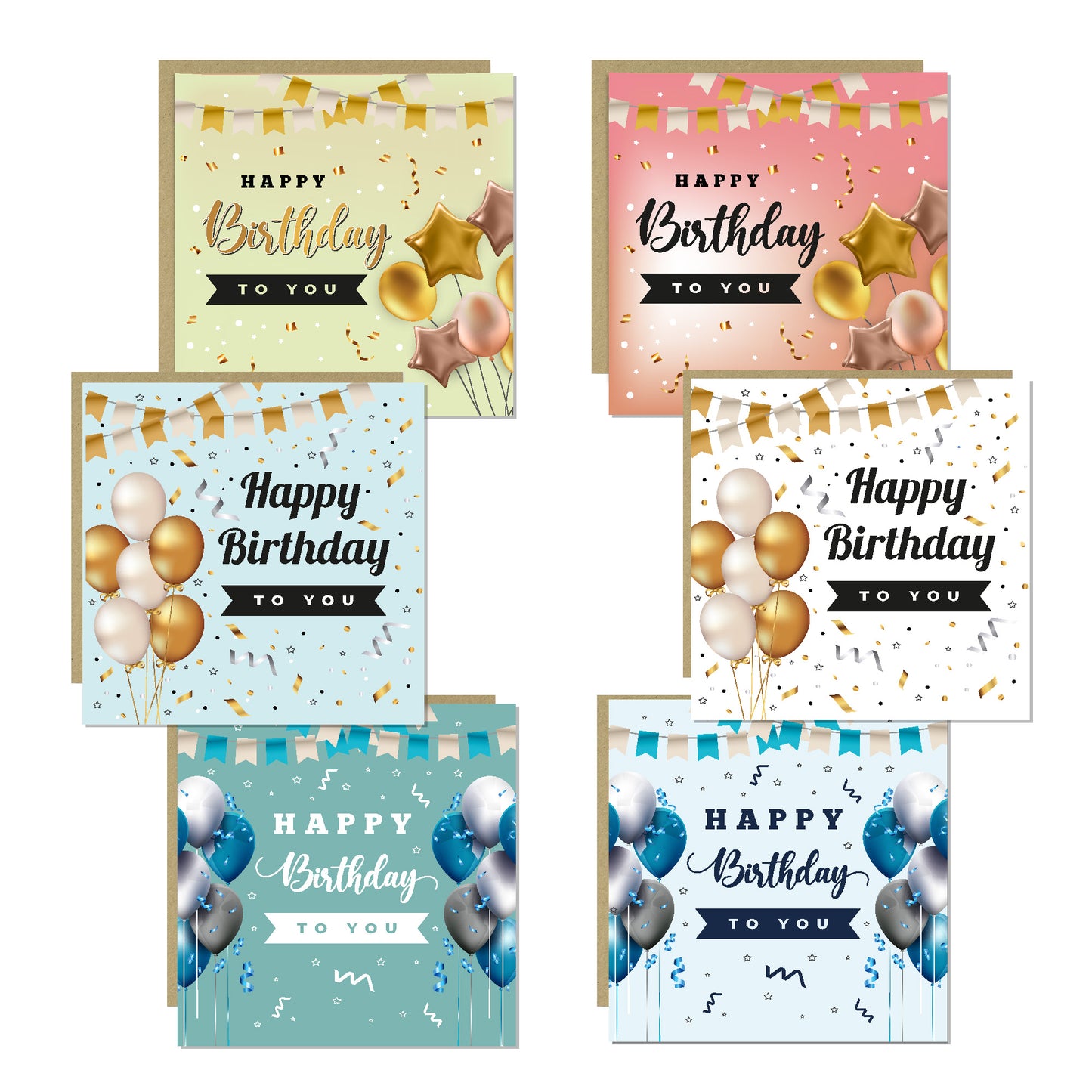 Happy Birthday Cards Pack Multipack 14.5x14.5cm Card Mum