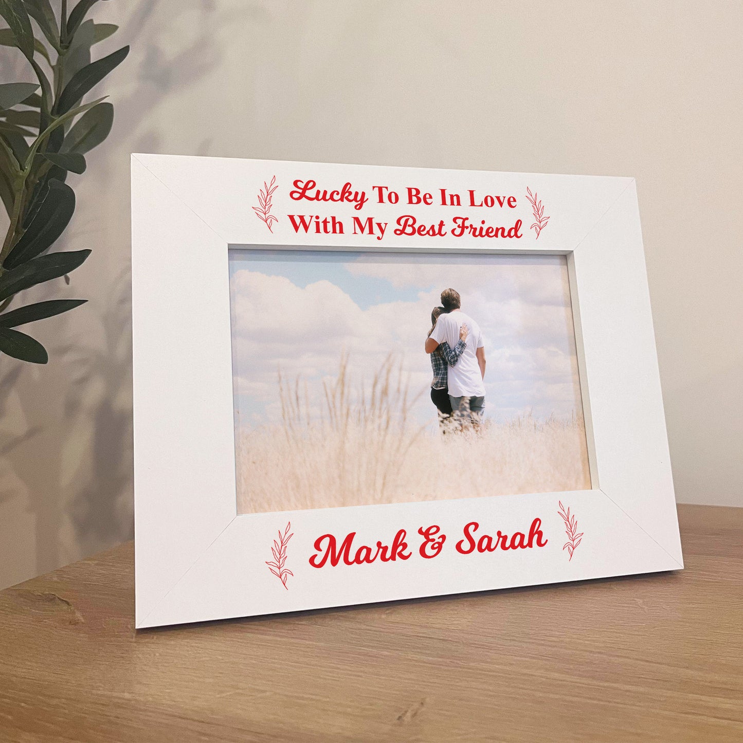 Personalised White Wooden Photo Frame For Couple 7X5 Frame