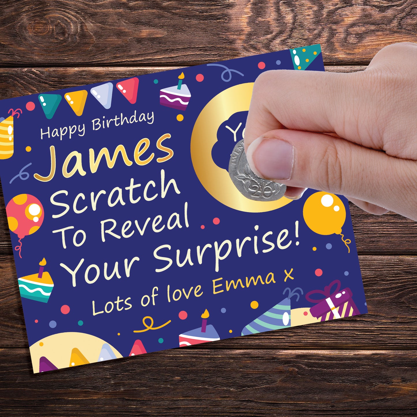 Personalised Birthday Surprise Reveal Scratch Off Card Prize