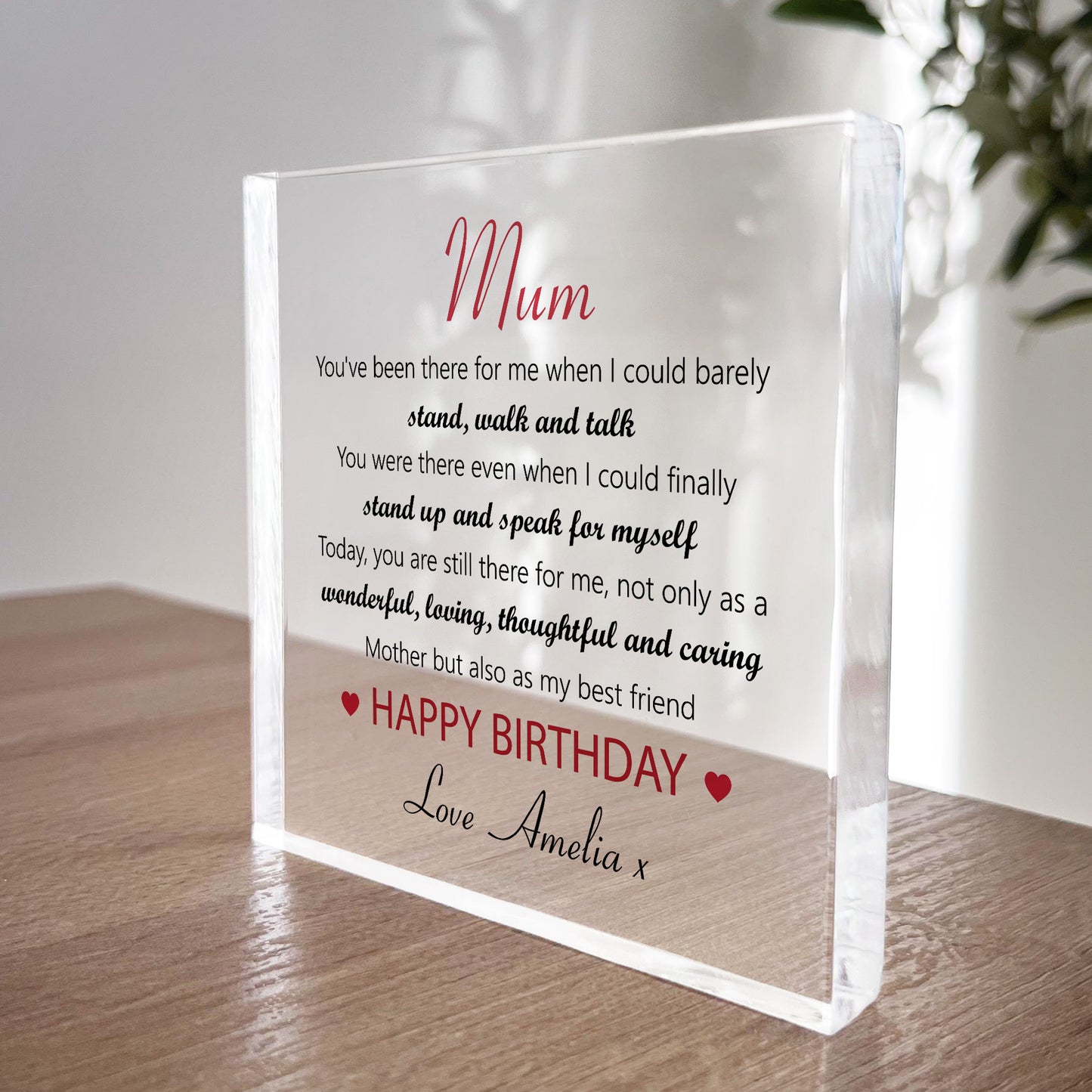 Personalised Mum Birthday Gift From Daughter Son Acrylic Plaque