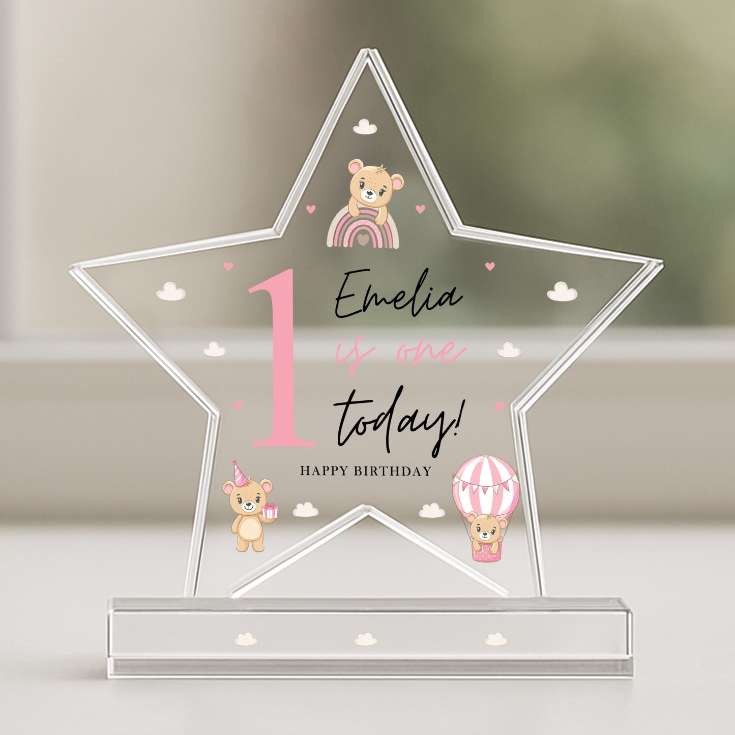 Personalised 1st Birthday Gift For Baby Girl ONE TODAY Star