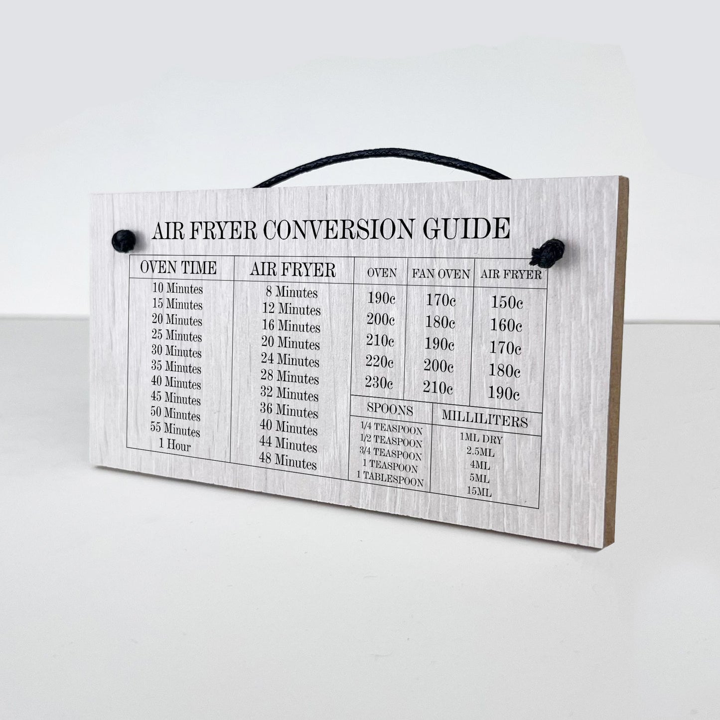 Air Fryer Conversion Guide Hanging Wooden Sign Cooking Guide
