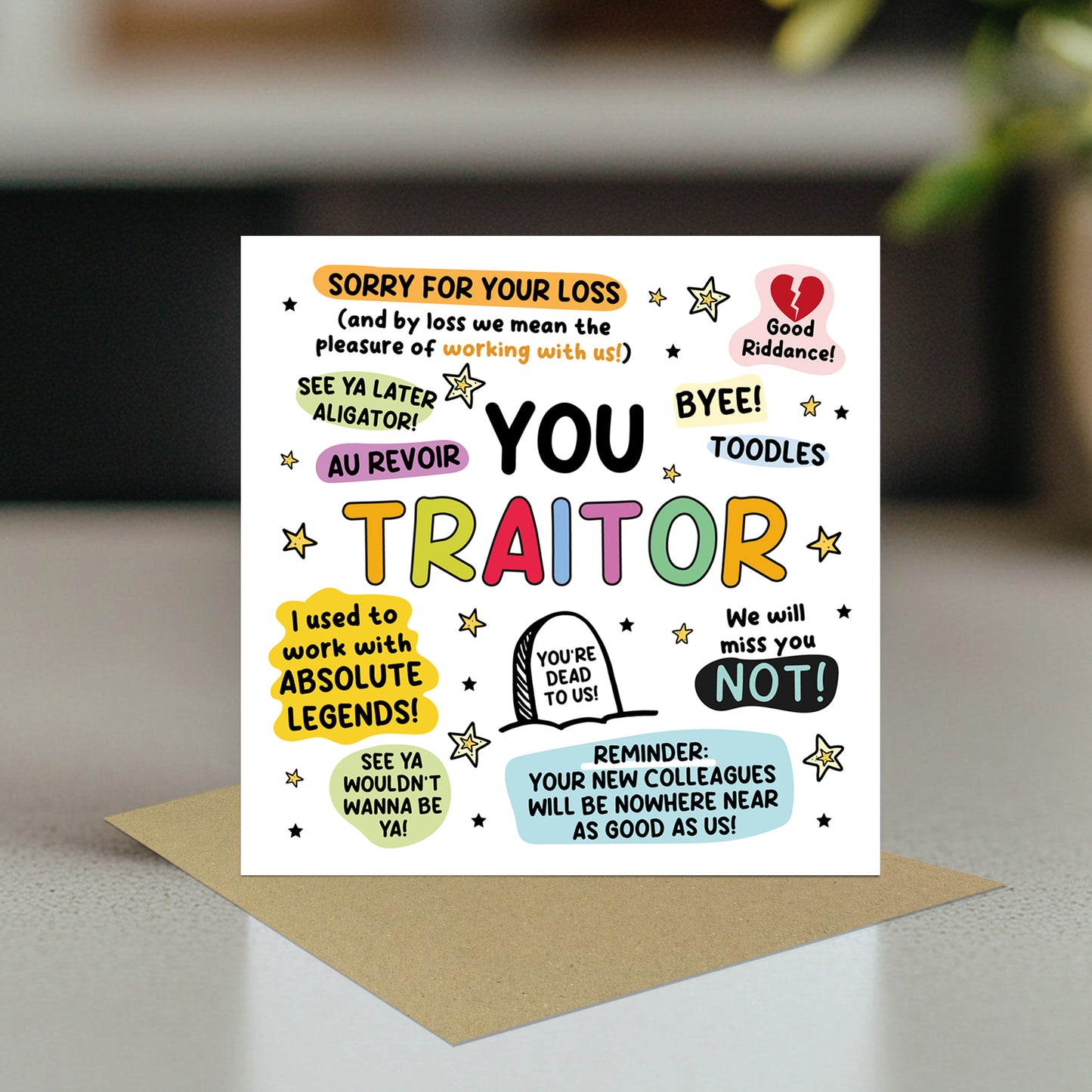 Leaving Card, Card For New Job, New Job Card With Kraft Envelope