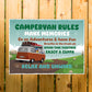 Novelty CAMPERVAN RULES SIGN Wall Door Plaque Novelty Campervan