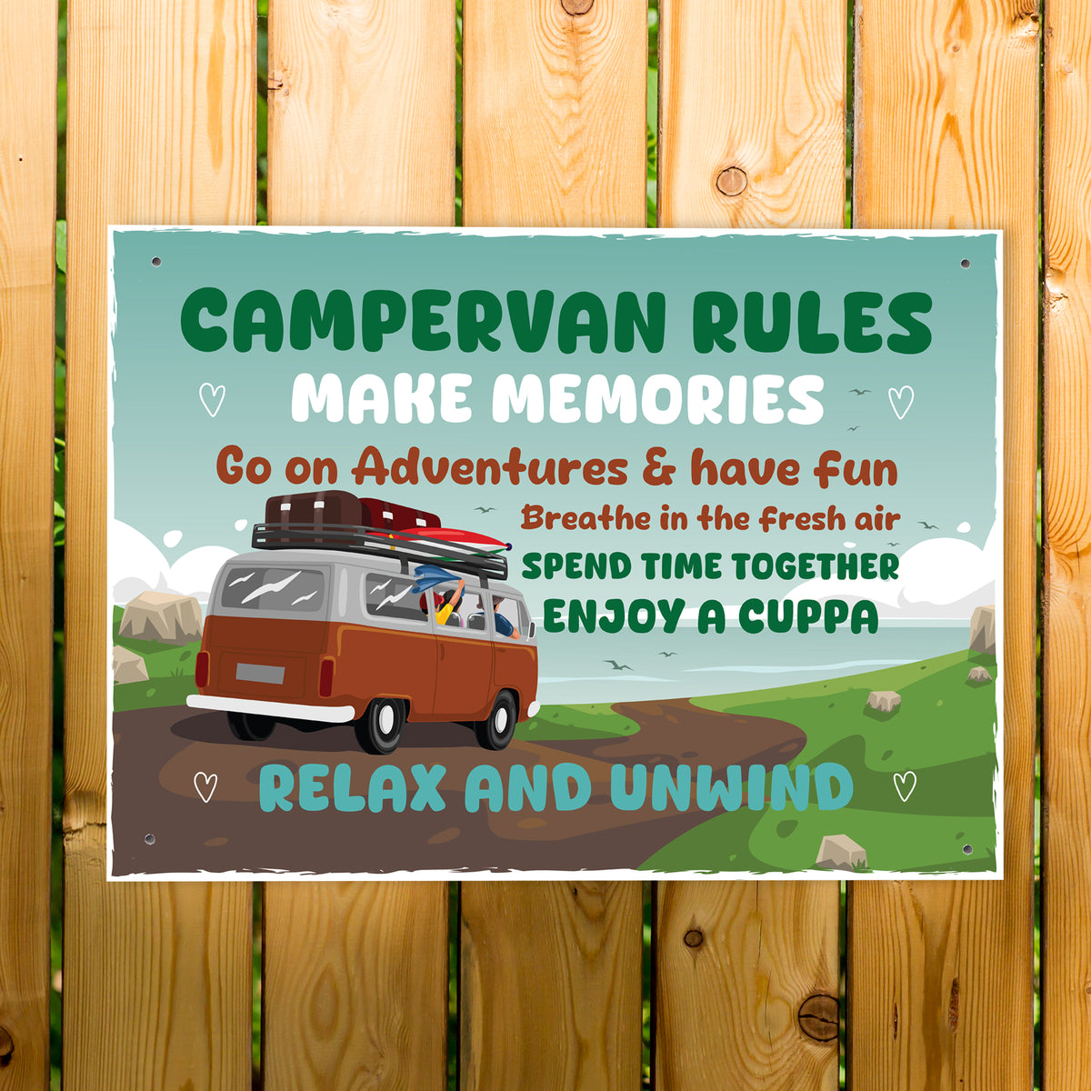 Novelty CAMPERVAN RULES SIGN Wall Door Plaque Novelty Campervan