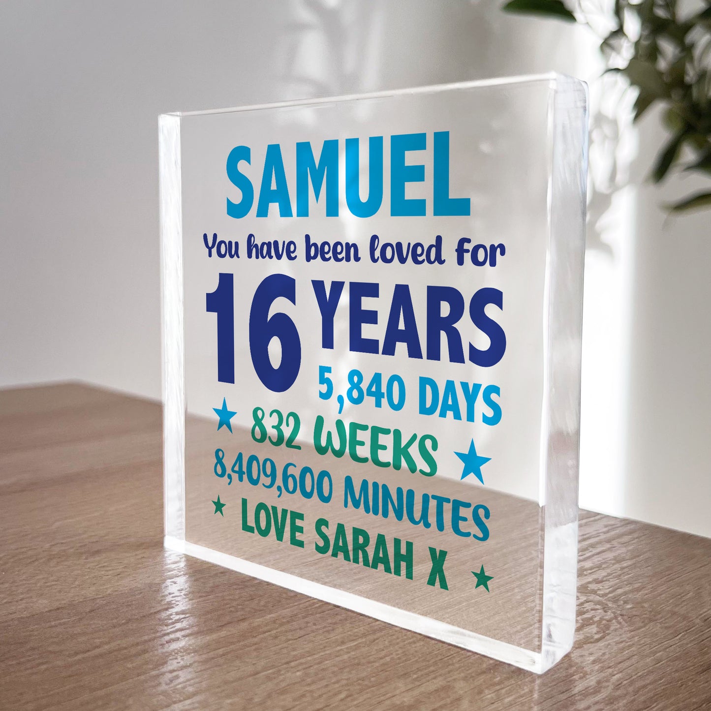 PERSONALISED 16th Birthday Gifts For Him Son Dad Brother Block