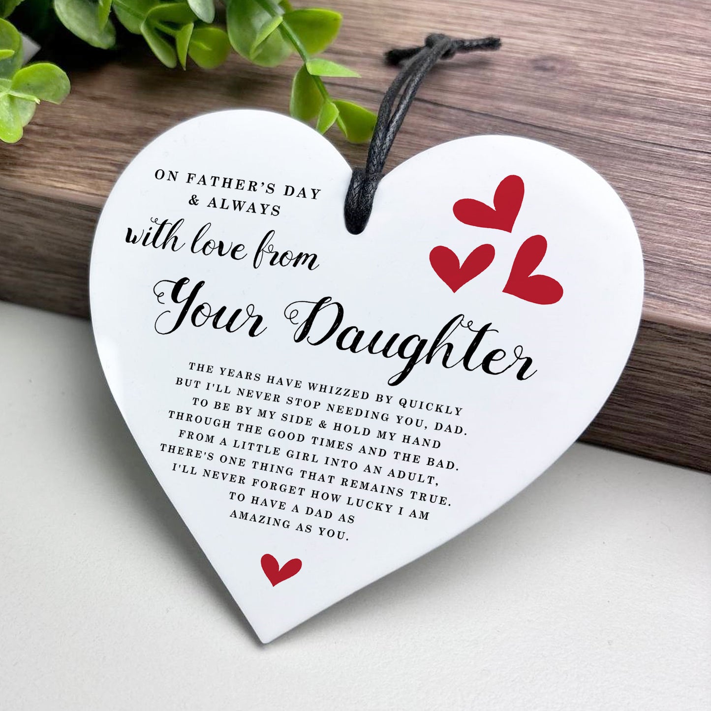 Fathers Day Gift From Daughter White Hanging Heart Gift For Dad