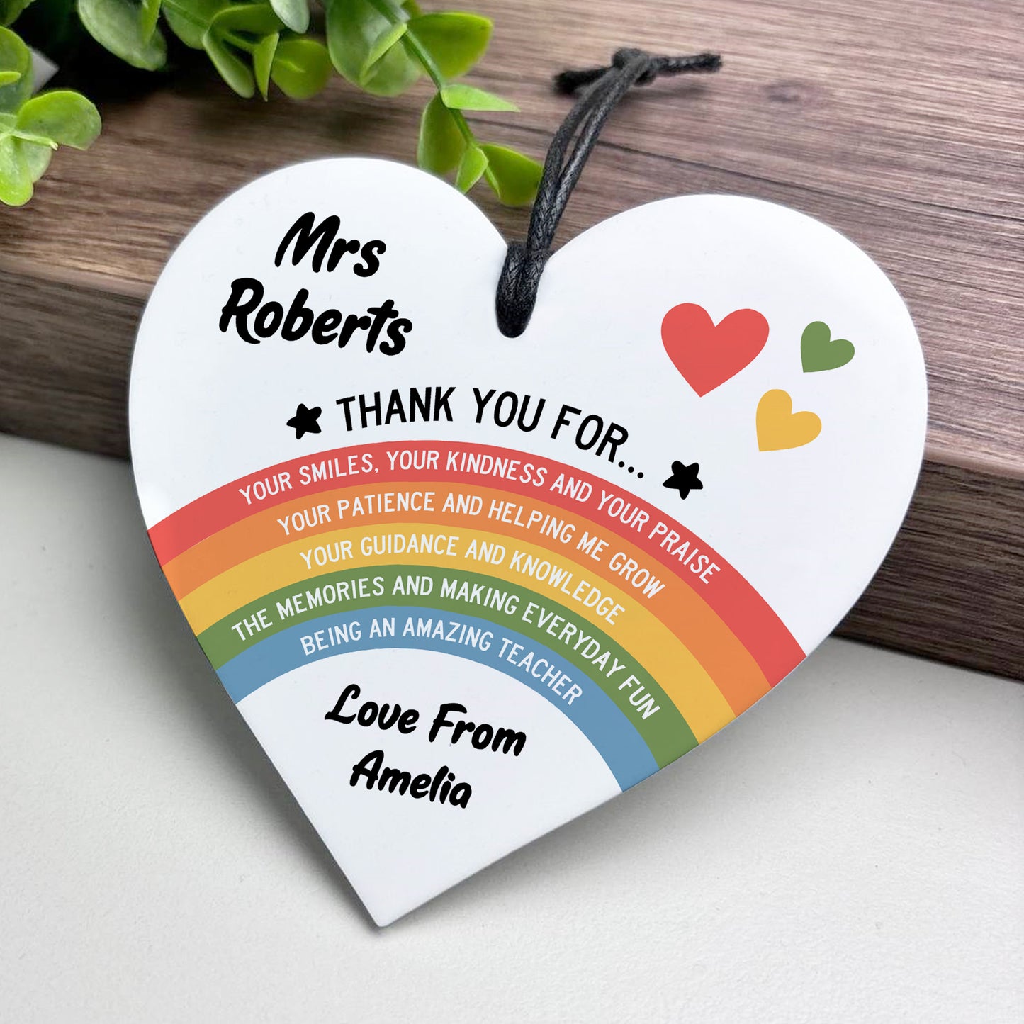 PERSONALISED Teacher Gift Rainbow Acrylic Plaque Thank You Gift