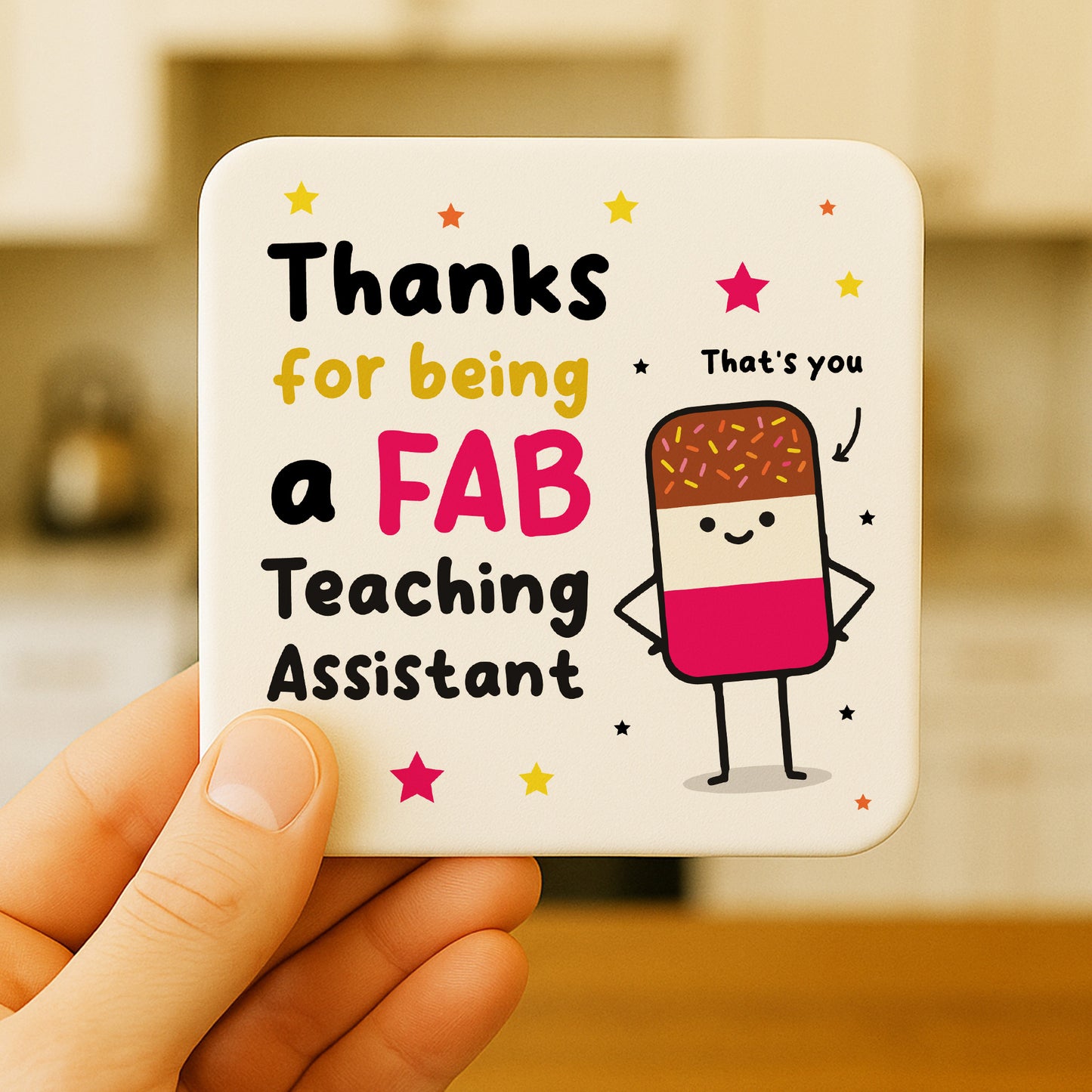 Teaching Assistant Coaster Thank You Gift FAB TA Teacher Gifts
