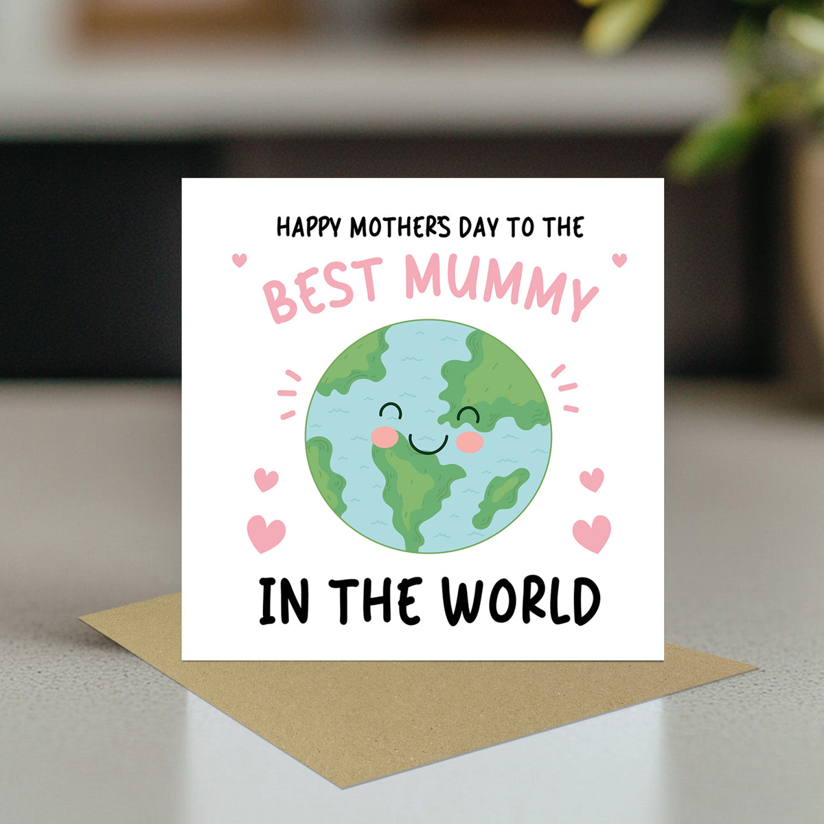 Mothers Day Card For Best Mummy Square Card With Envelope
