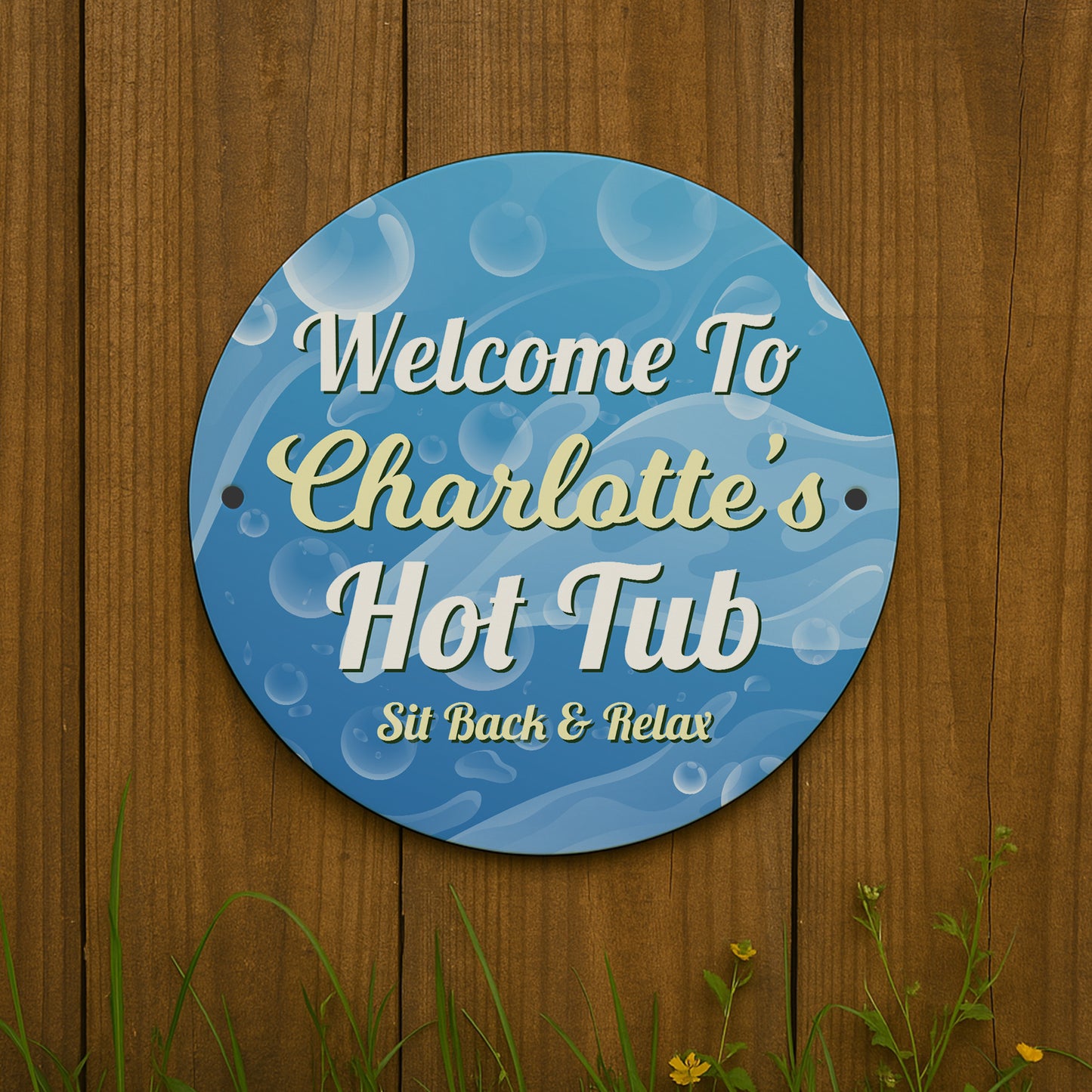 Personalised Welcome To Hot Tub Sign For Outdoor Wall Mounted