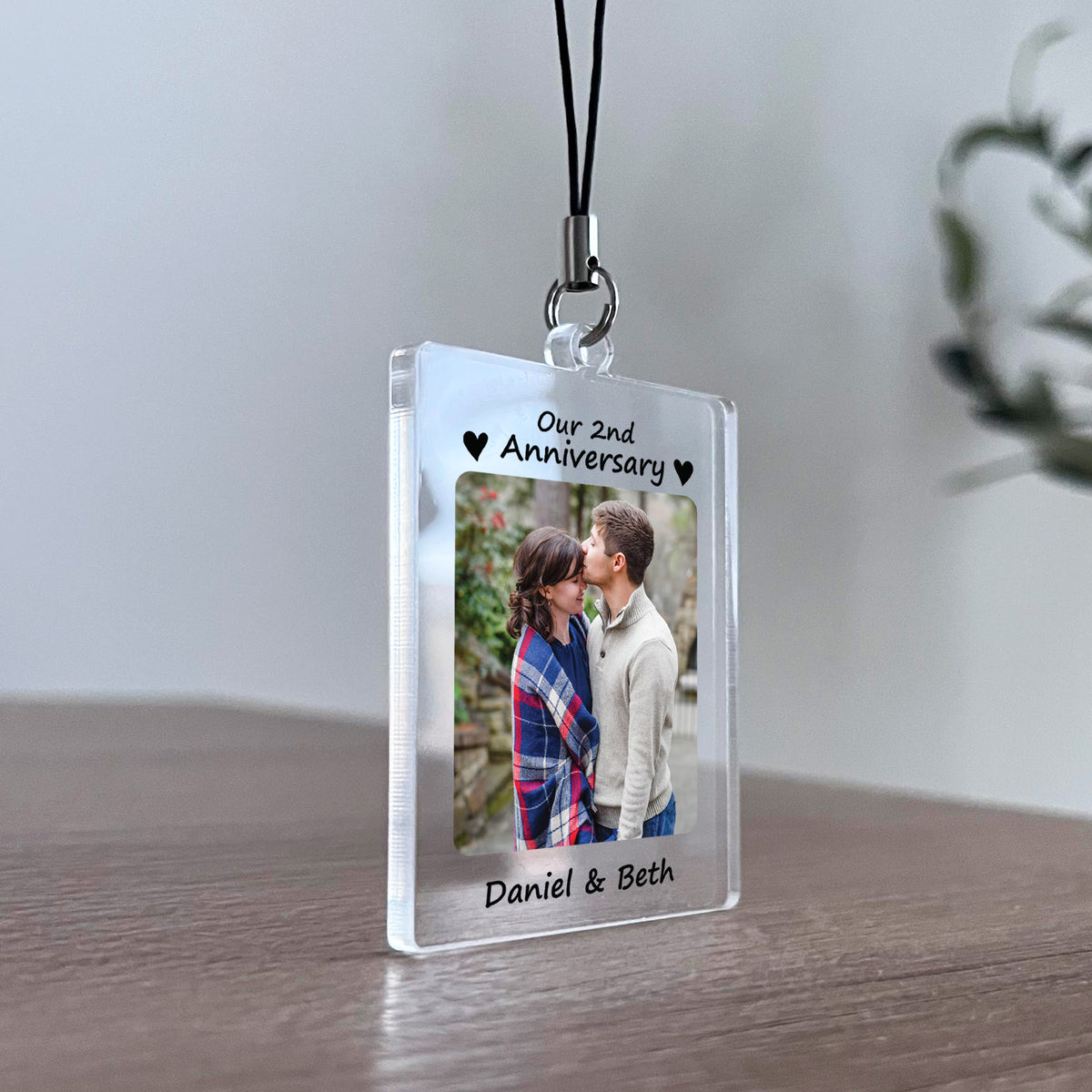 Custom Couple Keychain Personalised 2nd Anniversary Gift