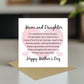 Mothers Day Card For Mum Mother Mum And Daughter Card Mum Poem