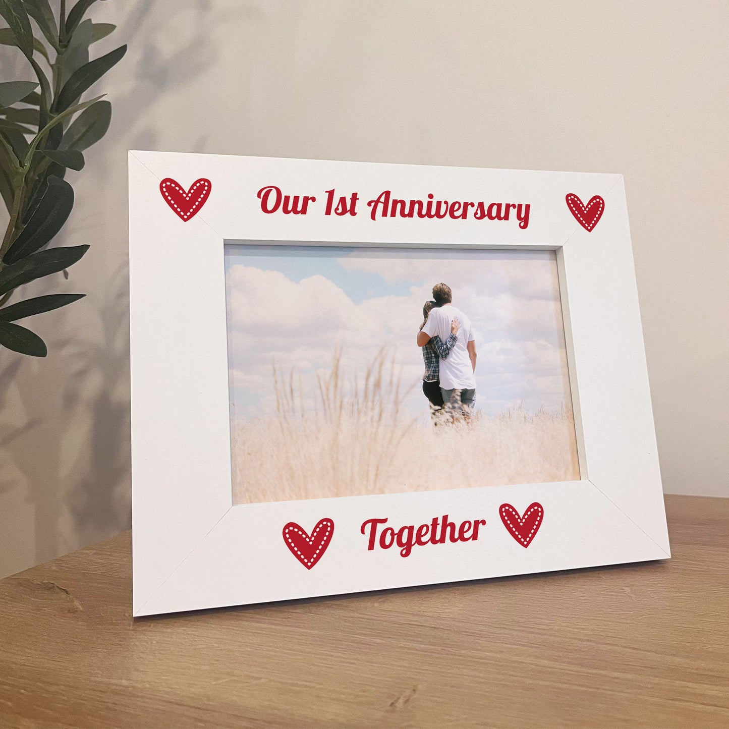 Our 1st First Anniversary 7x5 White Frame Gift For Couples