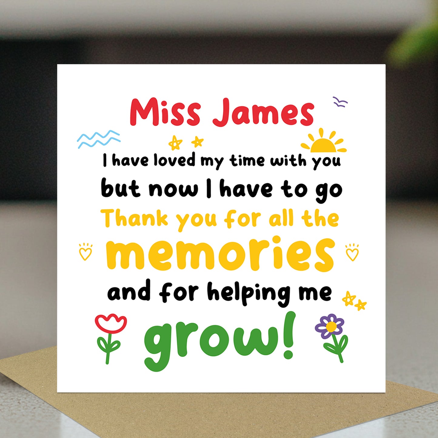 Personalised Teacher Appreciation Card For Teacher Thank You