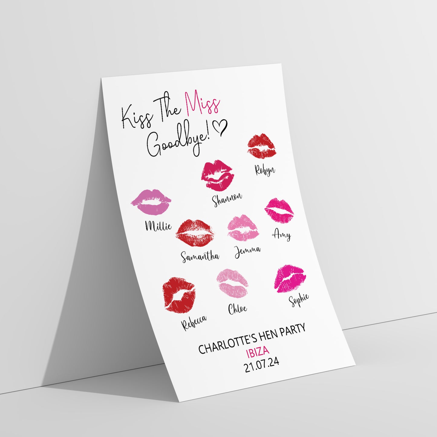 Kiss The Miss Goodbye Print A3 Hen Party Print Keepsake Gift