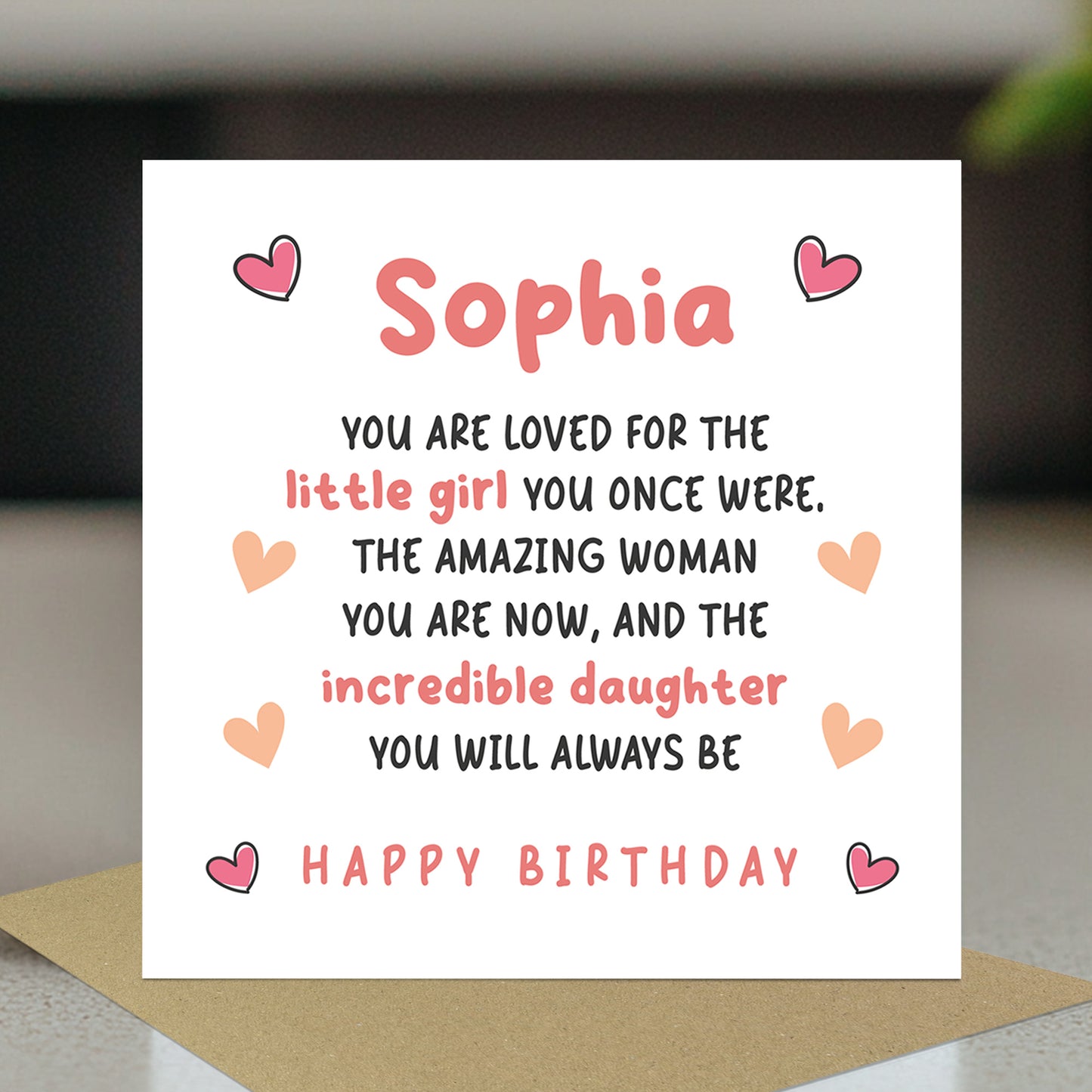 Daughter Birthday Card Personalised With Any Name Card From Mum