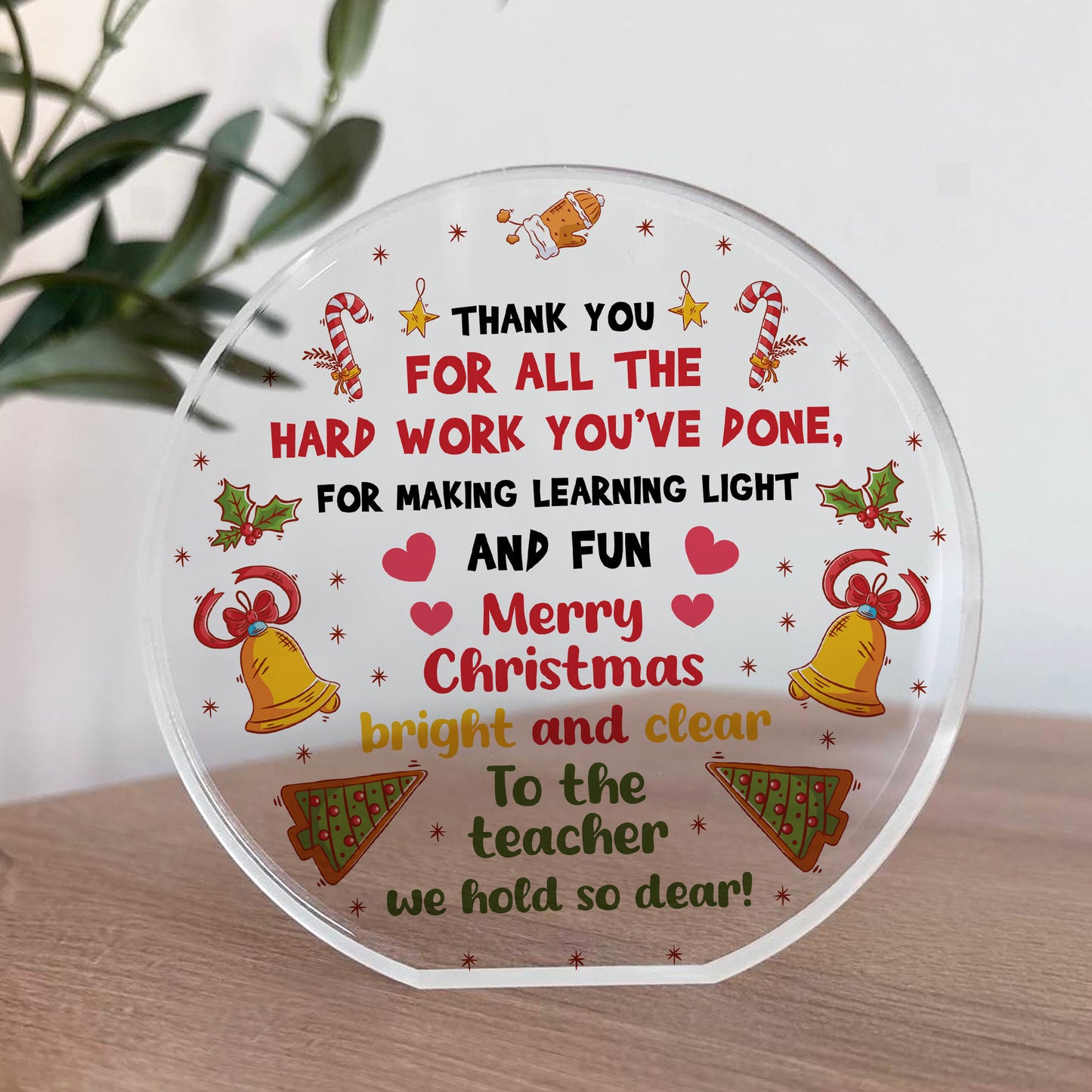 Merry Christmas Gift For Teacher Acrylic Plaque Assistant