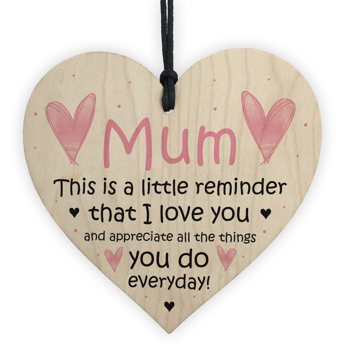 Happy Mothers Day Card and Wooden Heart For Mum Mothers Day Card