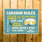 Novelty CARAVAN RULES SIGN Wall Door Plaque Caravan Sign