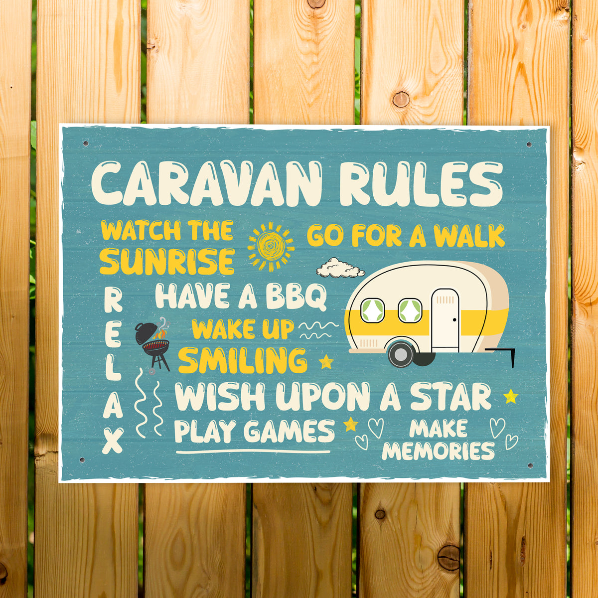 Novelty CARAVAN RULES SIGN Wall Door Plaque Caravan Sign