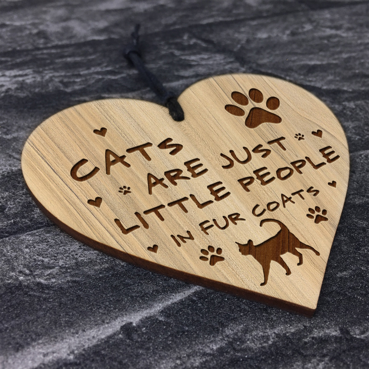 Funny Cat Gift For Cat Lovers Hanging Wood Heart Home Decor
