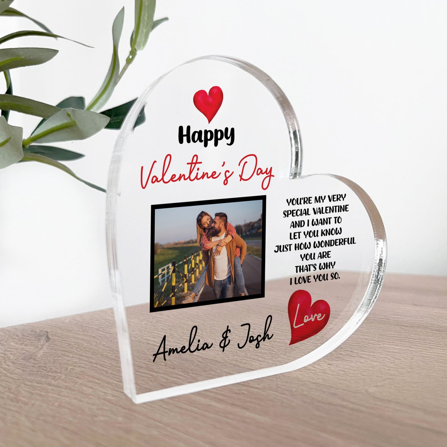 Happy Valentines Day Gift For Him Her Personalised Photo Plaque