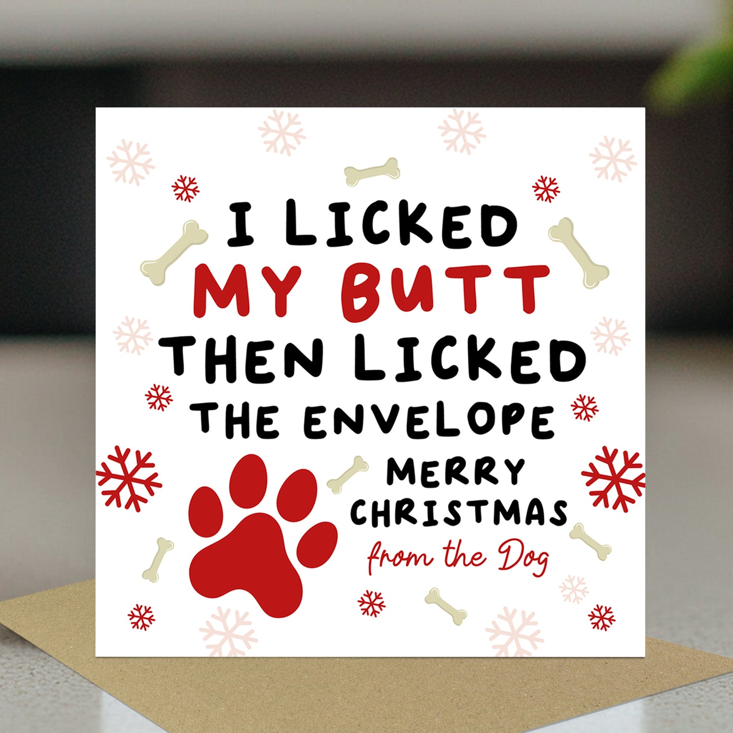 Christmas Card From The Dog With Kraft Envelope Funny Dog Card