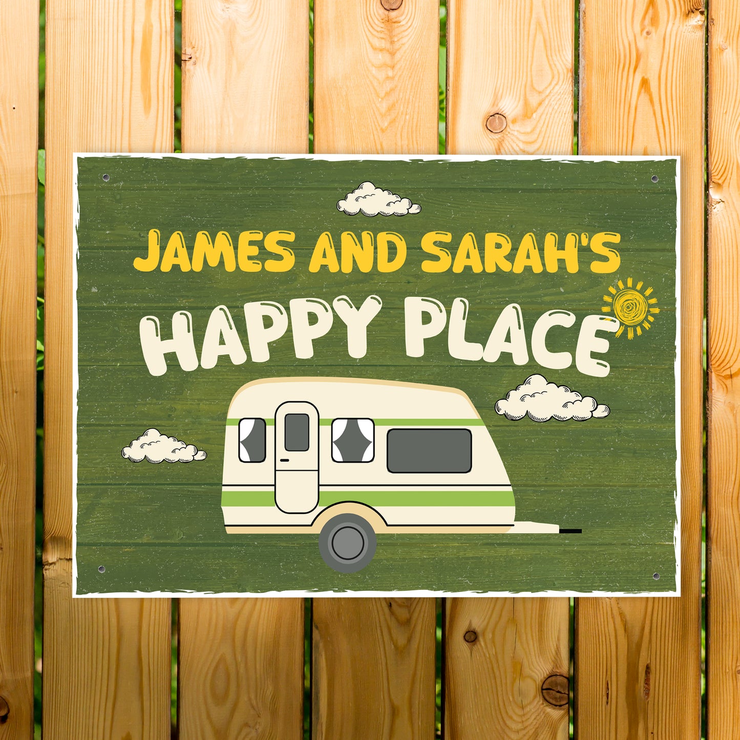 Novelty Gift For Caravan Personalised Caravan Sign Happy Place