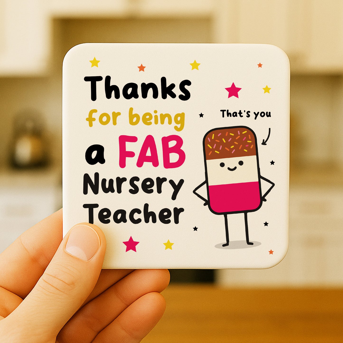 Nursery Teacher Coaster Thank You Gift FAB Teacher Appreciation