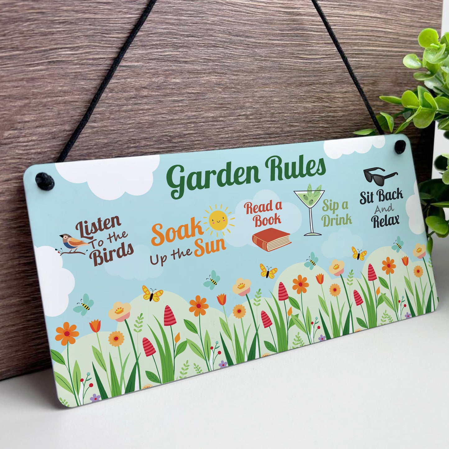 Garden Sign For Outside Hanging Plaque Novelty Garden Rules Sign