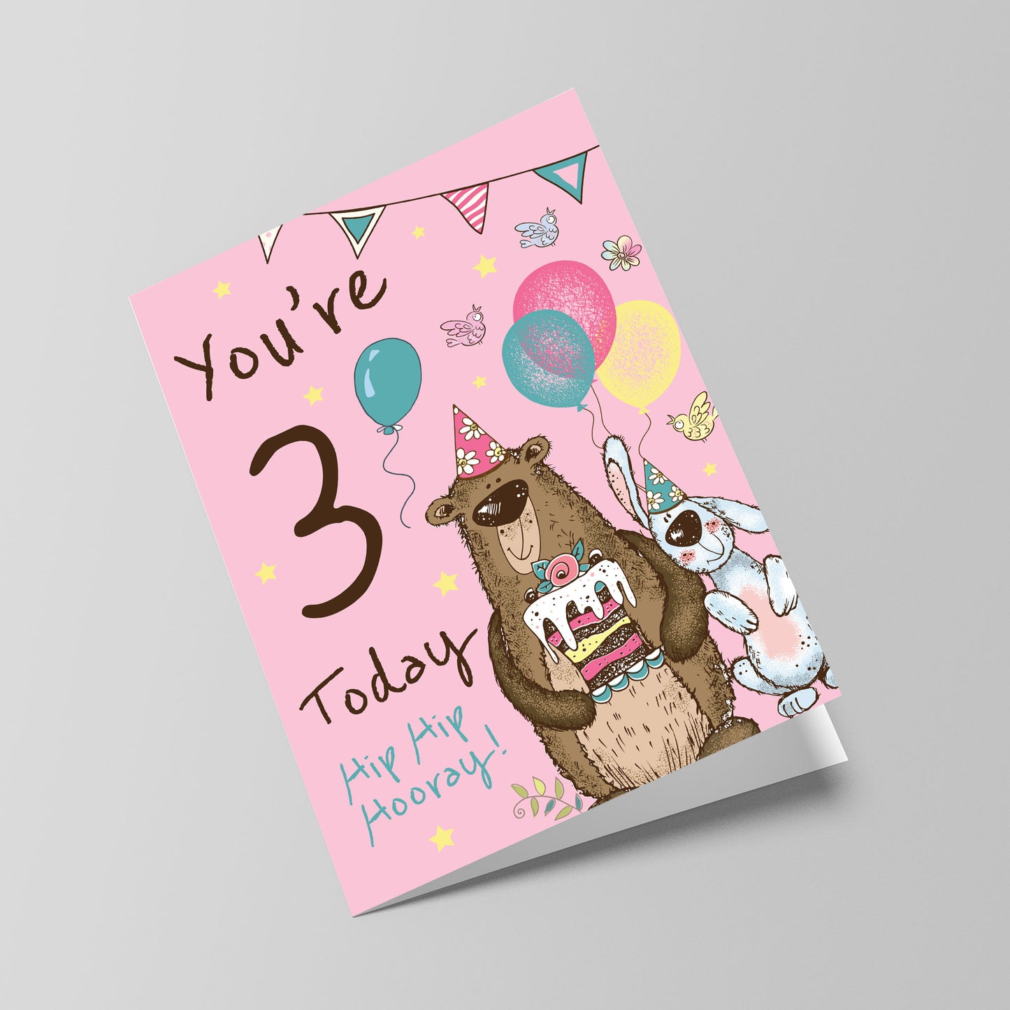 Youre 3 Today Birthday Card Third Birthday Card For Daughter