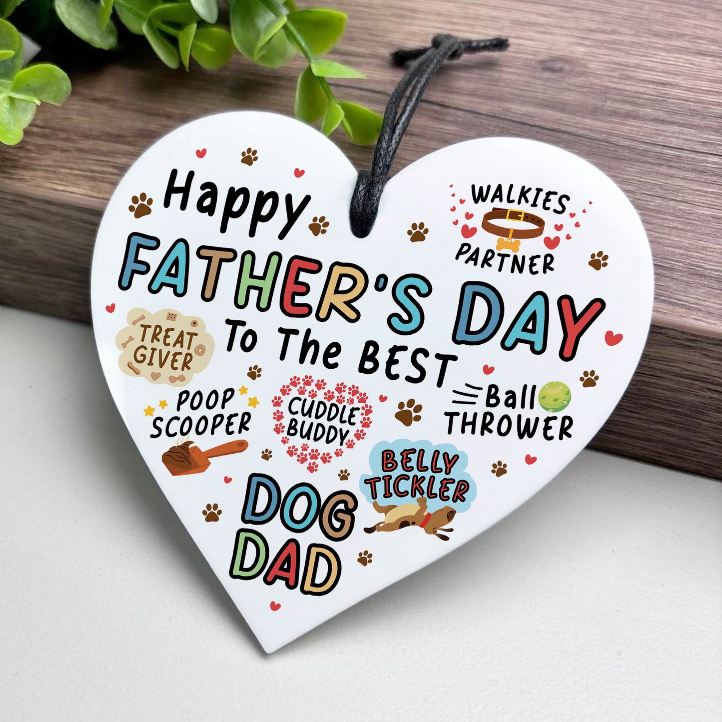 Fathers Day Gift From Dog Funny Gift For Dad Hanging Heart