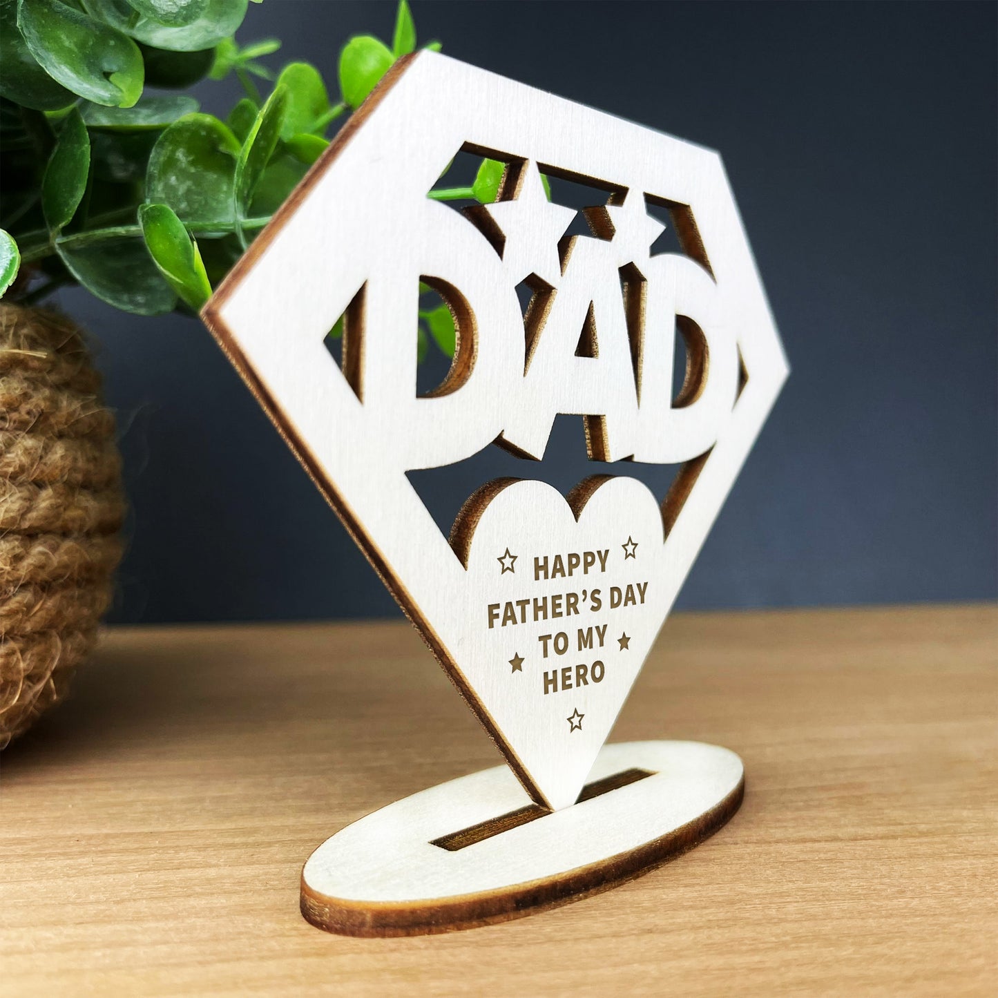 Happy Fathers Day Engraved Wood Gift For Dad From Son Daughter