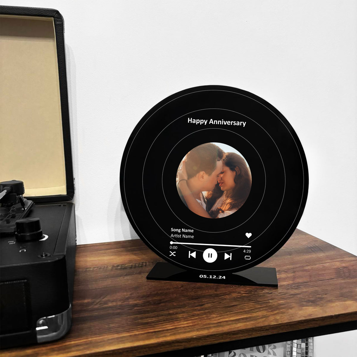 Personalised Vinyl Inspired Song Plaque With Stand Wedding Gift