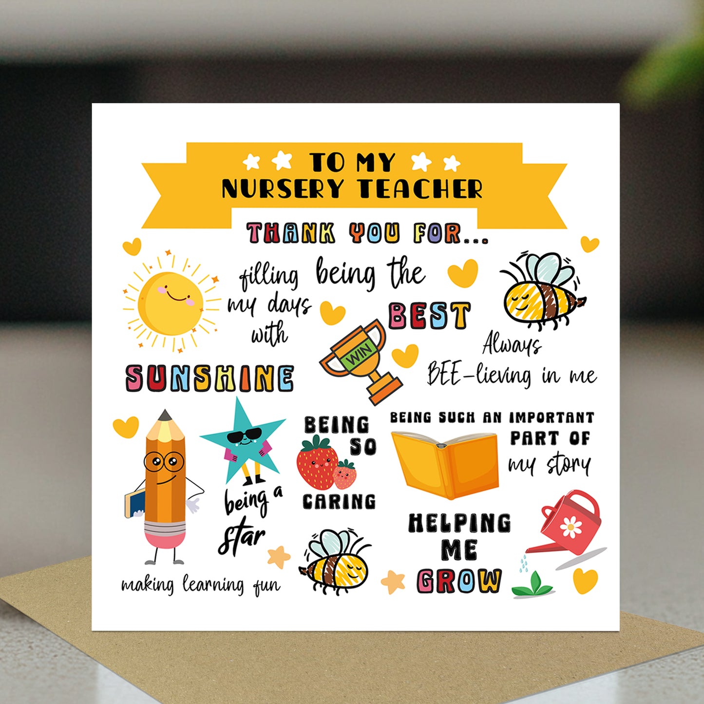 Nursery Teacher Thank You Card For Nursery Teacher