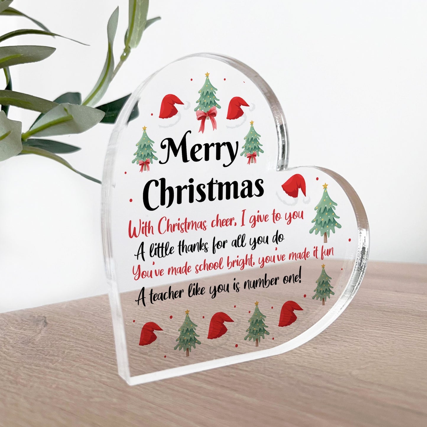 Gift For Teacher Teaching Assistant For Christmas Heart Plaque