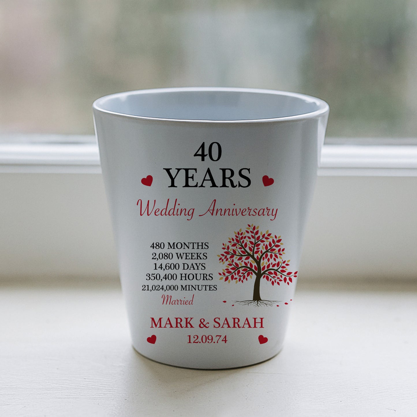 Personalised 40th Anniversary Gift Husband Wife Ruby Wedding