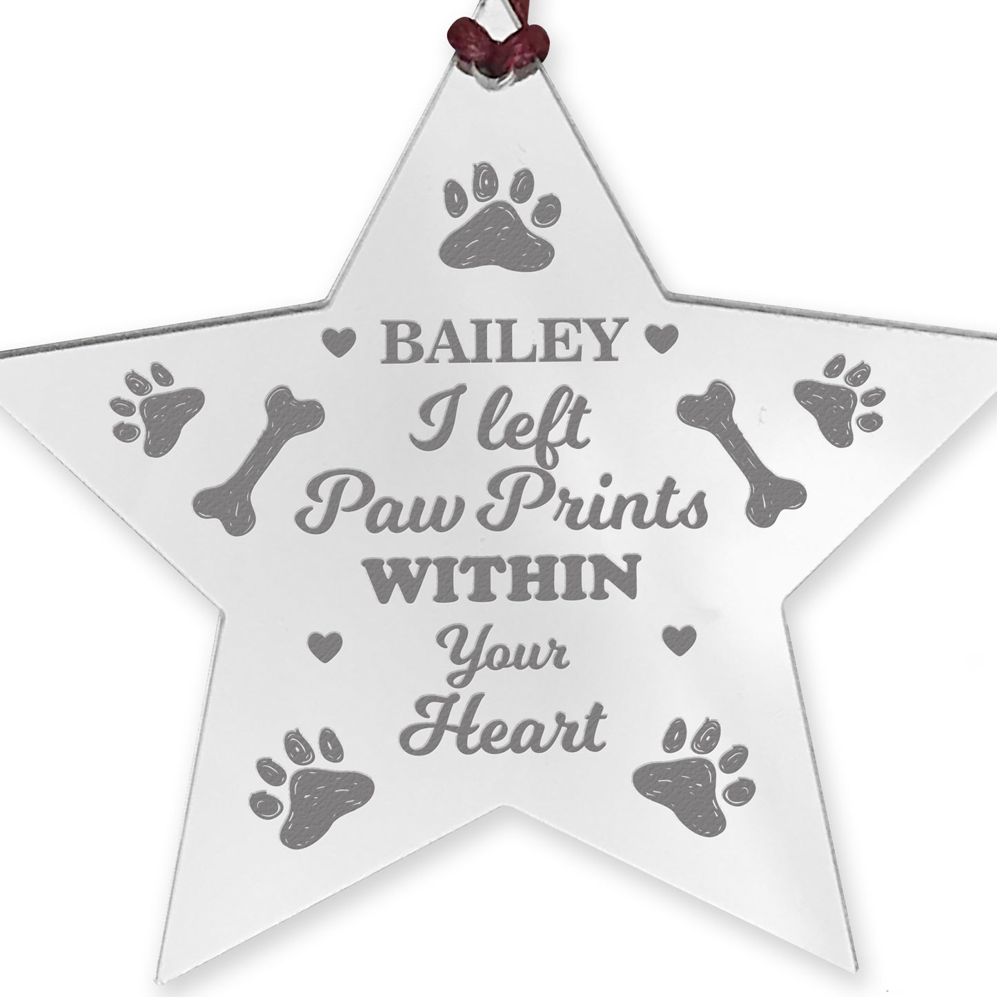 PET MEMORIAL Acrylic Christmas Tree Decoration Personalised Star
