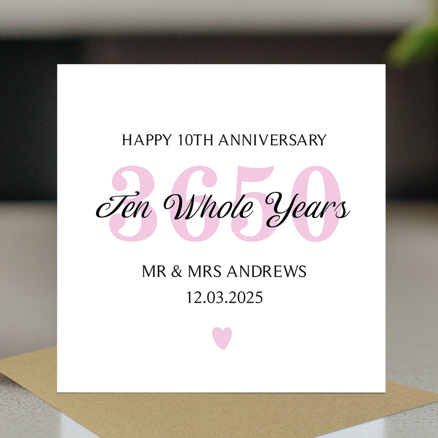 Personalised 10th Wedding Anniversary Card For Husband Wife