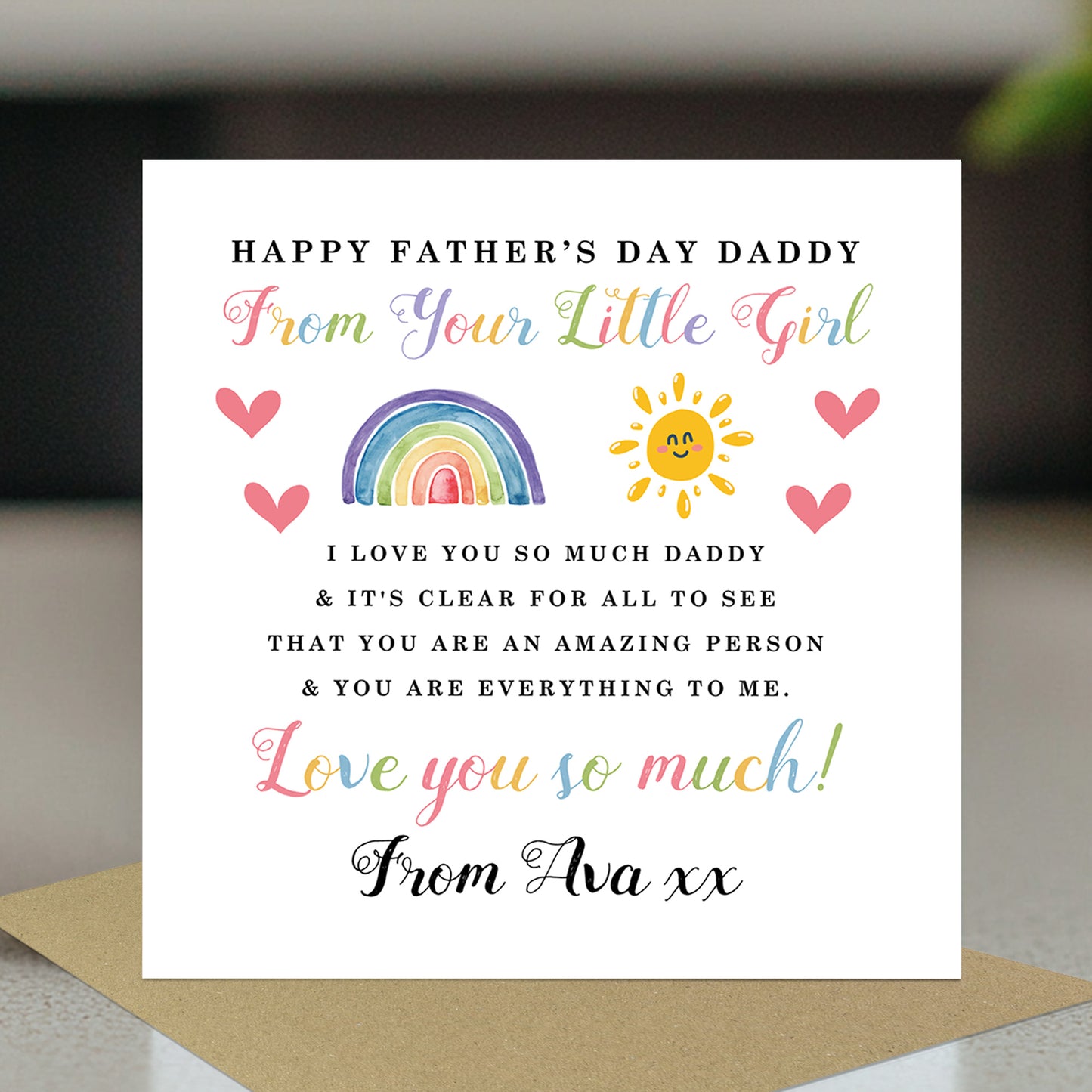 Personalised Fathers Day Daddy Card From Daughter Father's Day