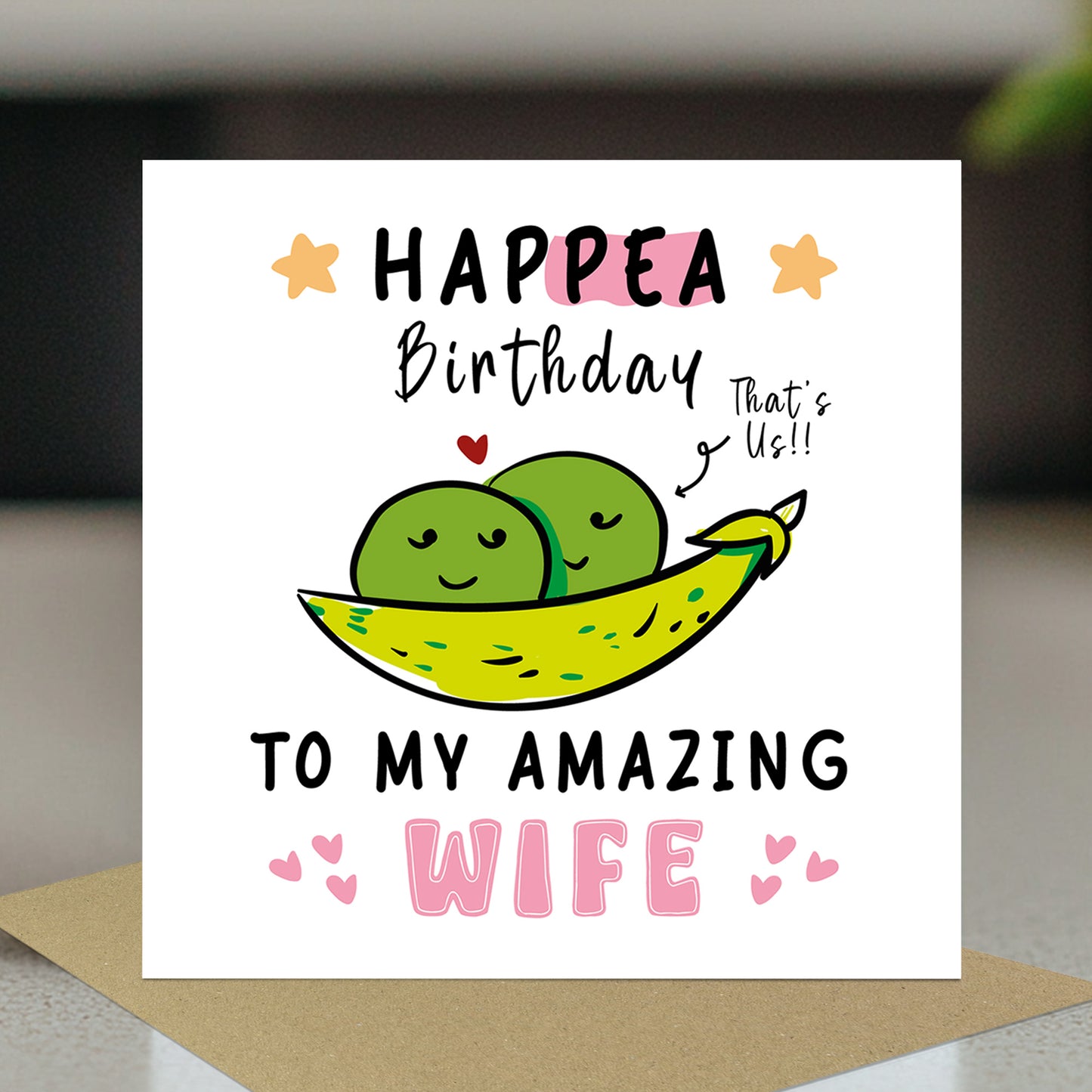 Funny Happy Birthday Card For Wife With Kraft Envelope Included