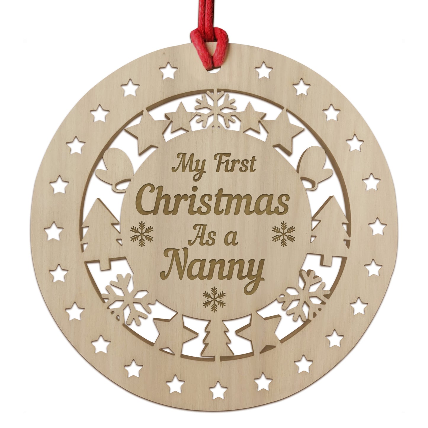 My First Christmas As A Nanny Wooden Hanging Bauble DecorationTh
