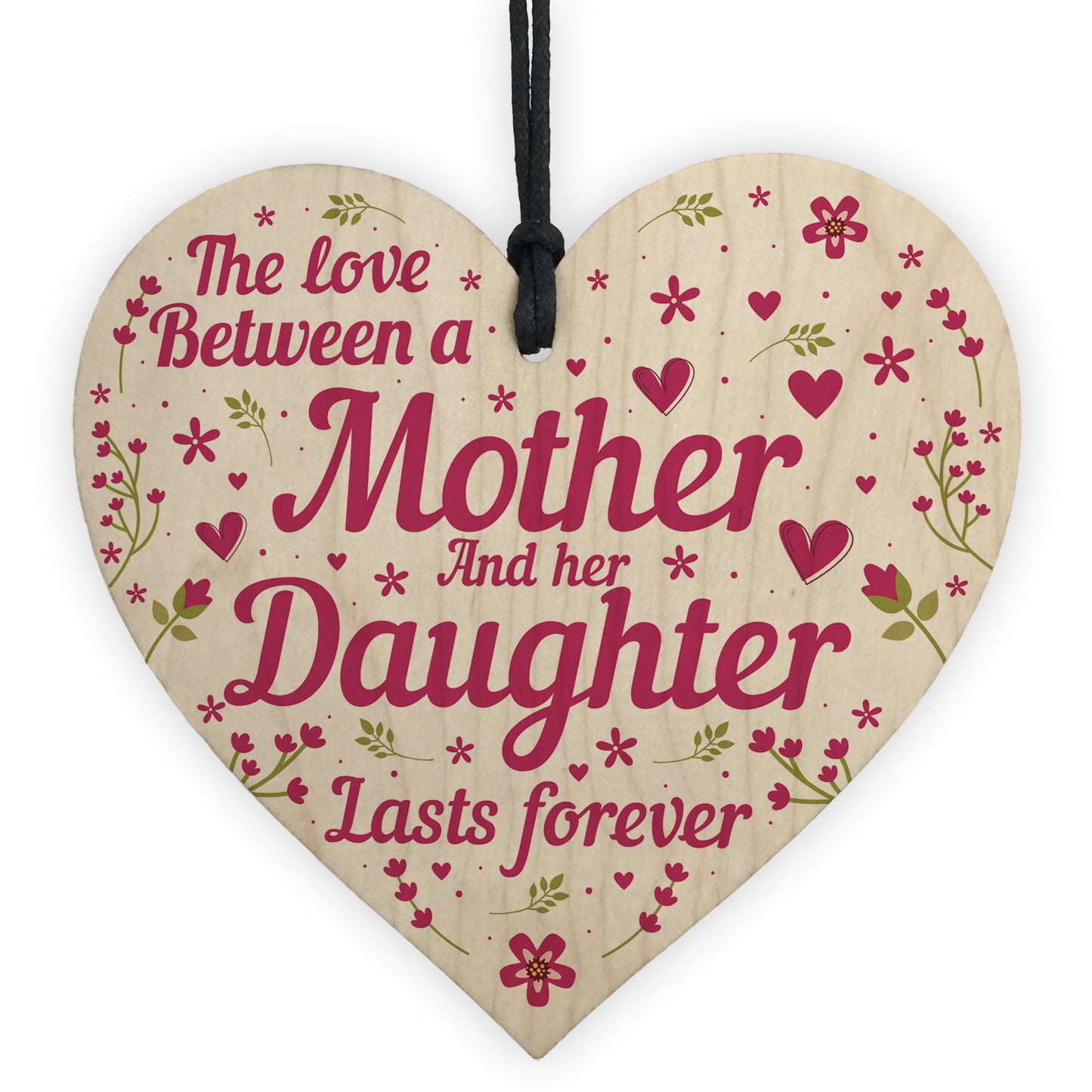 Mother and Daughter Card and Wood Heart Birthday Mothers Day